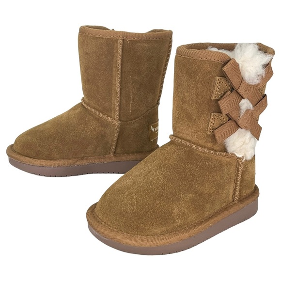 Koolaburra UGG Toddler’s 6 Victoria Short Boot Tan Suede Leather Faux Fur Lining - Picture 6 of 11